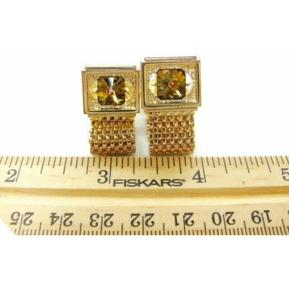 Rivoli Mesh Wraparound Rhinestone Crystal Bullet Cuff Link Men Vintage Cufflinks - Picture 2 of 4